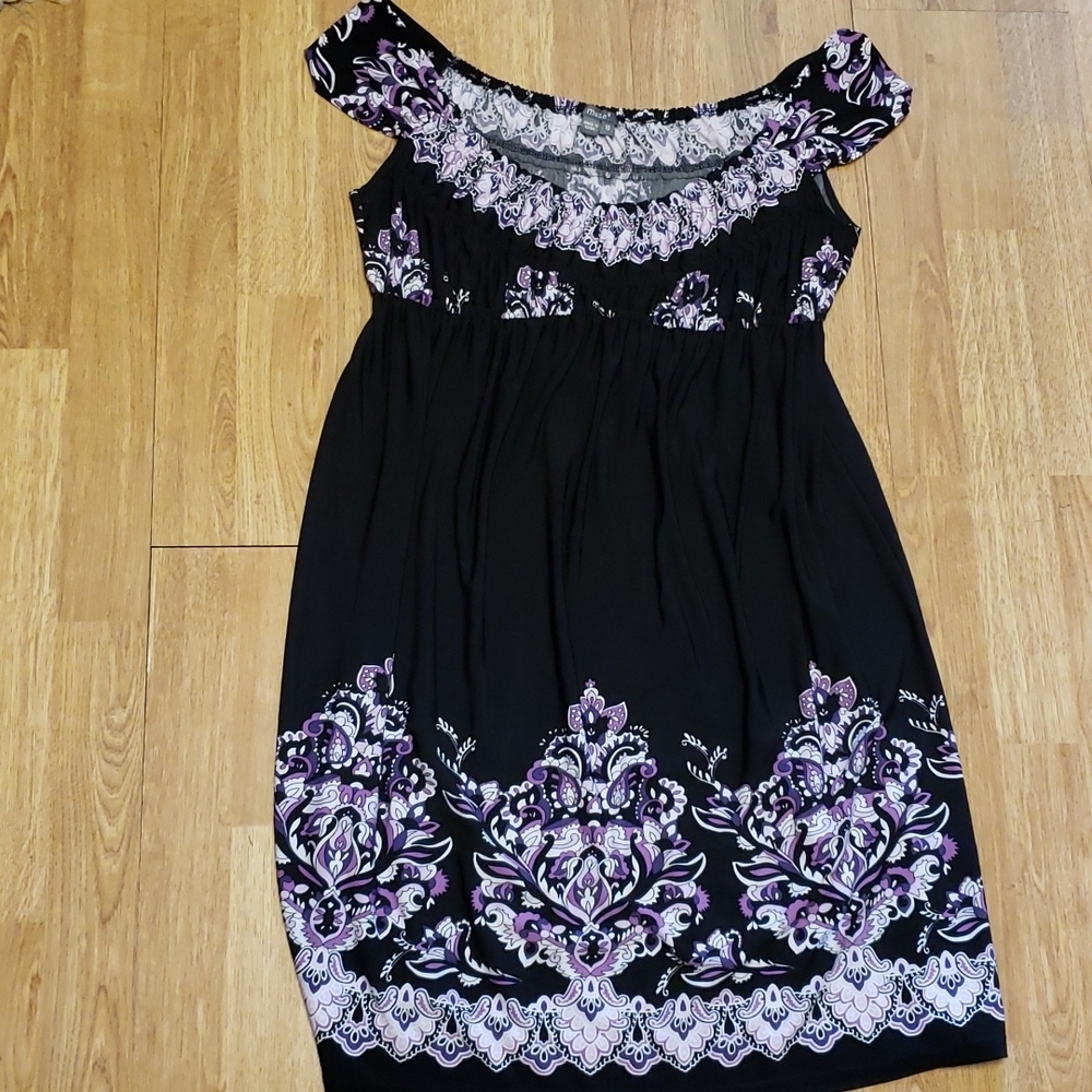 NWOT Muse black/purple off the shoulder dress size 10
